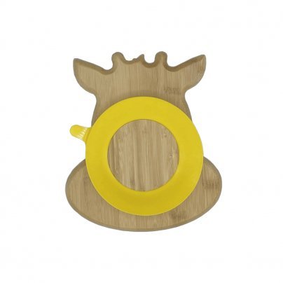 Piatto in Bambù con cucchiaio - giraffa giallo